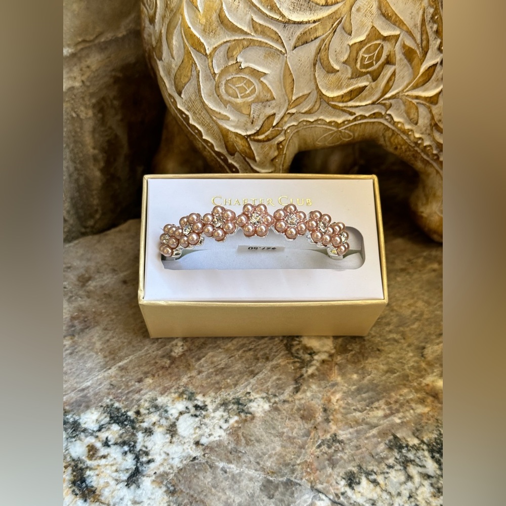 Charter Club Silver Faux Pearl Gemstone Bracelet